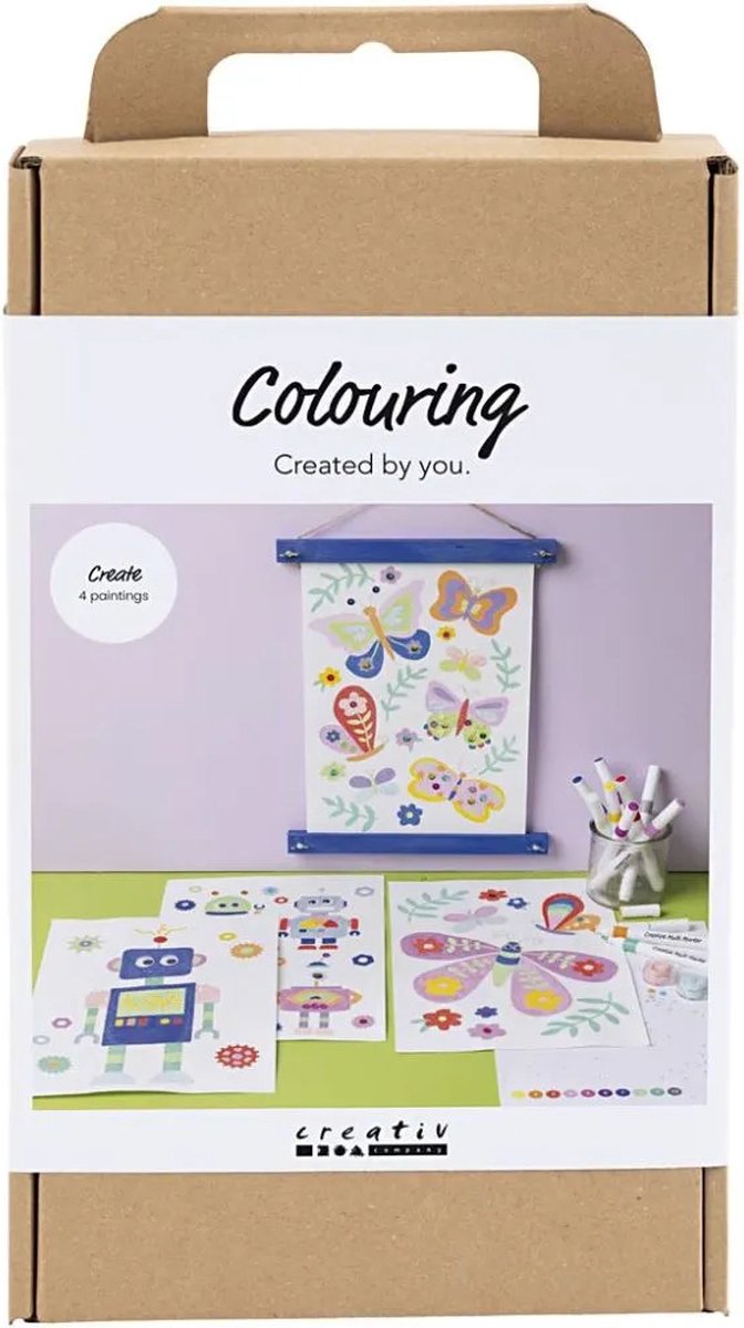 Afbeelding laden in galerijviewer, Creativ company http: www.cchobby.nl hobbyset-kleuren-vlinder-en-robot-vrolijke-kleuren-1-doos