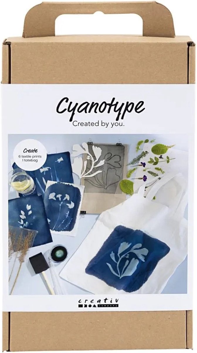Afbeelding laden in galerijviewer, Creativ company hobbyset cyanotypie textiel blauw