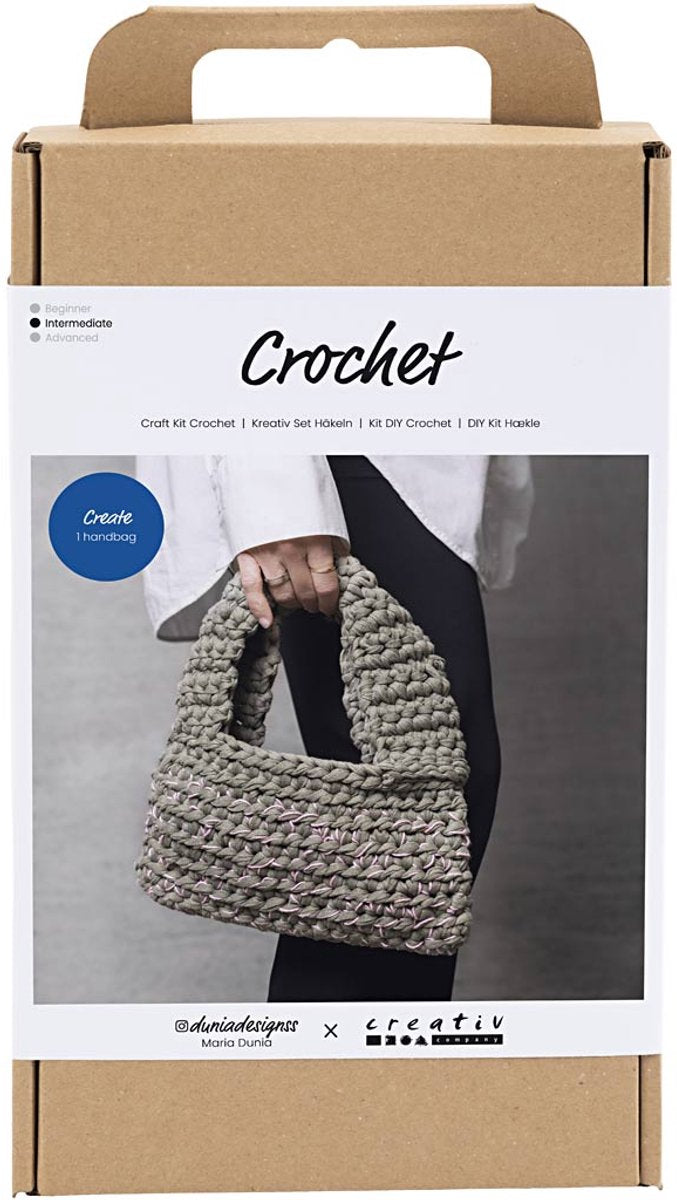 Load image into Gallery viewer, Creativ company hobbyset haken stoere tas olijfgroen