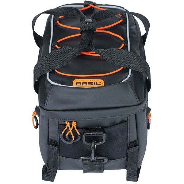 Load image into Gallery viewer, Basil Miles Bagagedragertas - sportieve fietstas voor heren en dames - zwart oranje - waterdicht - 7 liter