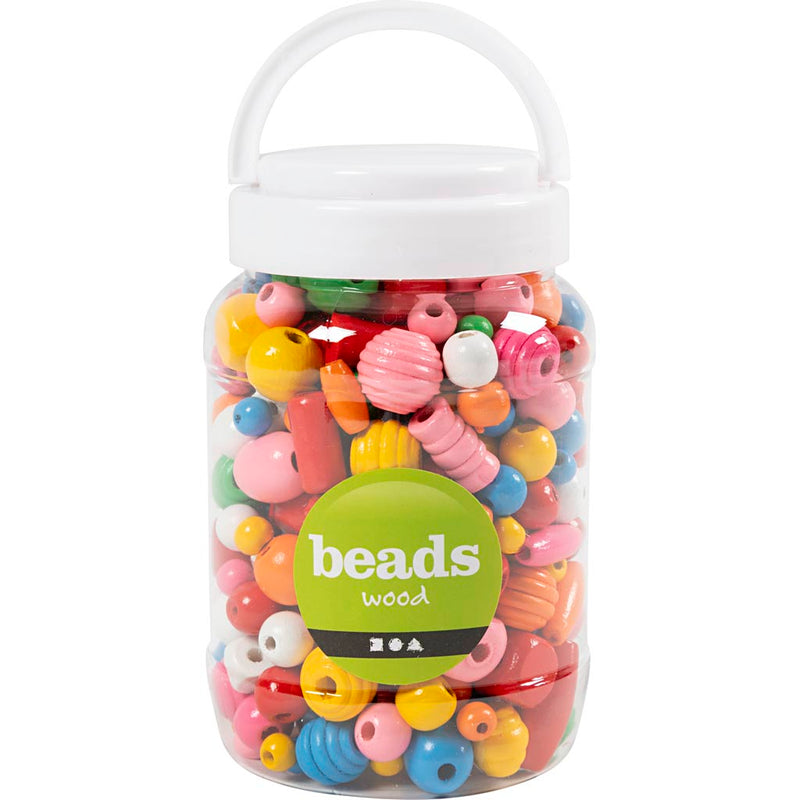 Load image into Gallery viewer, Creativ company https: www.cchobby.nl houten-kralen-afm-5-28-mm-gatgrootte-2-5-3-mm-ca-466-stuk-diverse-kleuren-175-gr-400-ml-1-emmer