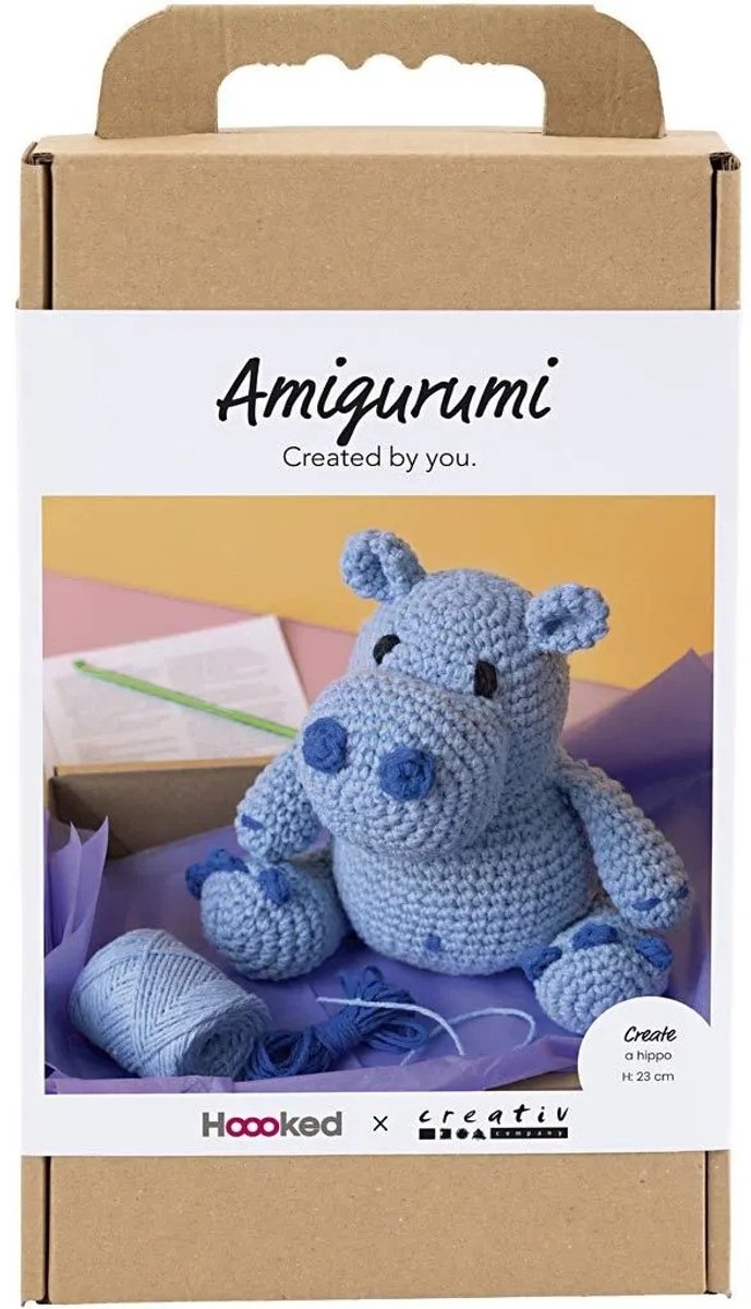 Afbeelding laden in galerijviewer, Creativ company http: www.cchobby.nl hobbyset-amigurumi-nijlpaard-blauw-lichtblauw-1-doos