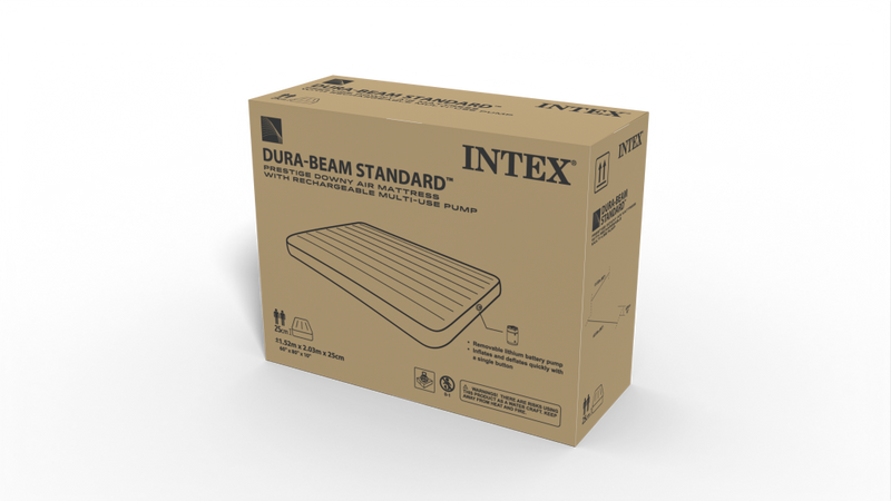 Afbeelding laden in galerijviewer, Intex 64189np queen dura-beam prestige downy luchtbed met pomp