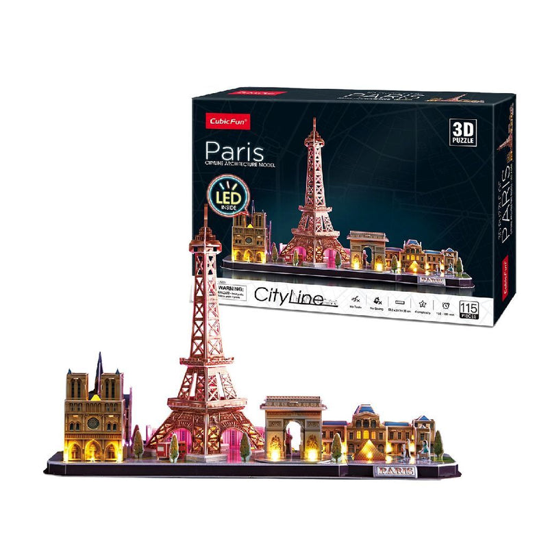 Load image into Gallery viewer, Cubic fun 3d puzzel city line paris met led verlichting, 115dlg.
