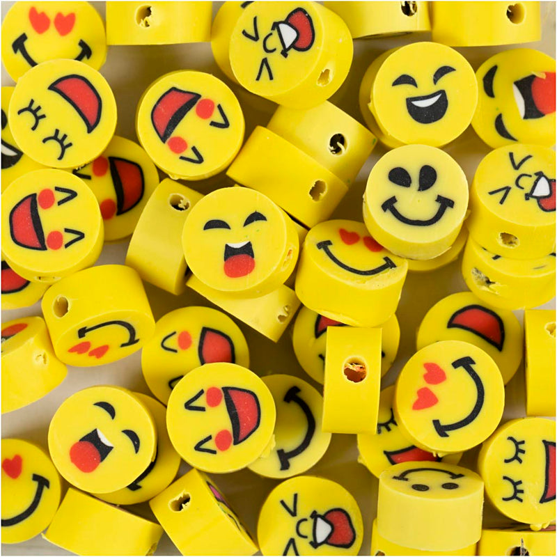 Load image into Gallery viewer, Creativ company http: www.cchobby.nl figuurkralen-emoji-d-10-mm-gatgrootte-1-5-mm-60-stuk-1-doos