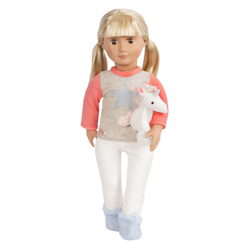 Load image into Gallery viewer, Outfit pyjama voor poppen 45cm - eenhoorn