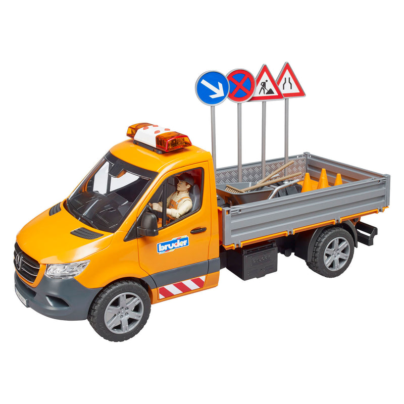 Load image into Gallery viewer, Bruder mercedes-benz sprinter wegenbouw + figuur en accessoires