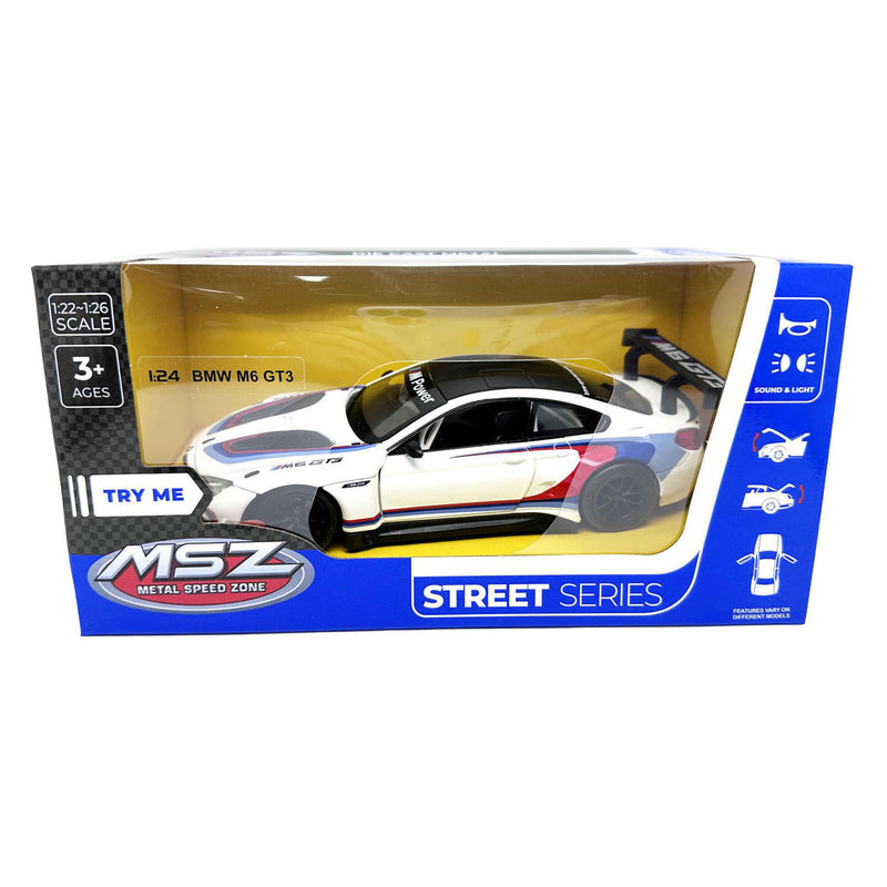 Load image into Gallery viewer, Bmw m6 gt3 die-cast auto met licht en geluid - 1:24