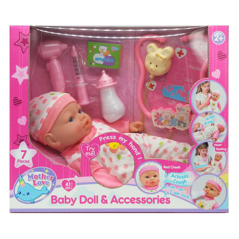 Afbeelding laden in galerijviewer, Zieke babypop met oplichtende wangen