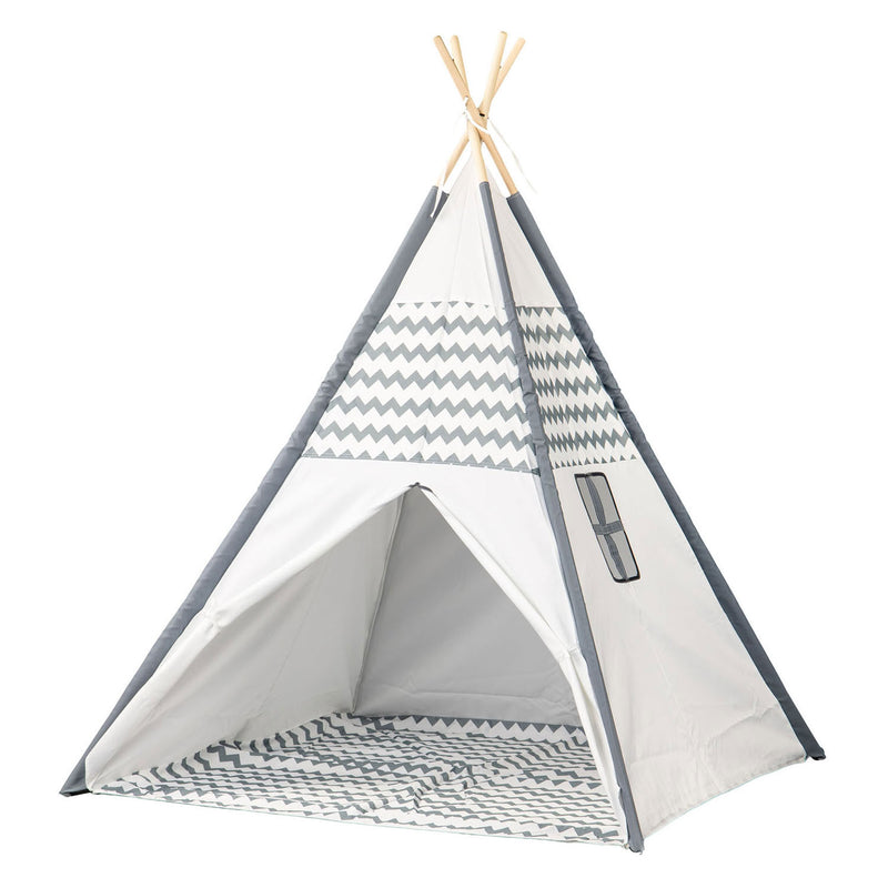 Load image into Gallery viewer, Tipi met houten stokken en vloerkleed - 120x120x150cm