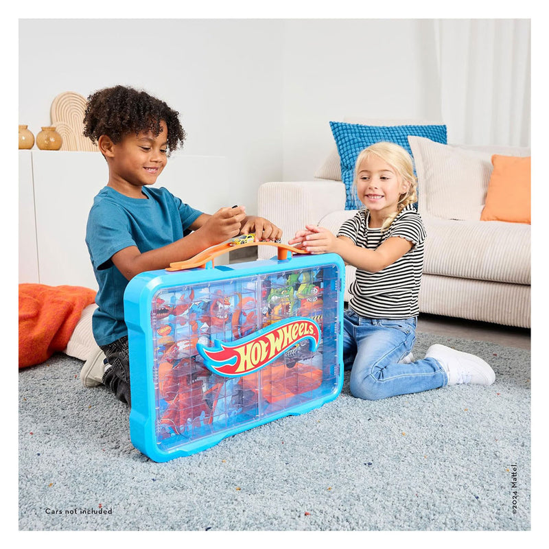 Load image into Gallery viewer, Klein toys hot wheels - verzamelkoffer - vitrine - geschikt voor 54 auto's - blauw oranje