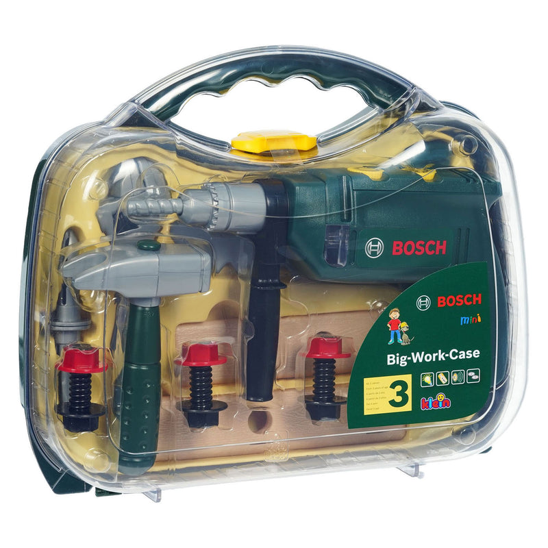 Load image into Gallery viewer, Klein toys bosch mini 16-delige speelgoed gereedschapskoffer - boormachine, hamer, zaag, steeksleutel en gereedschap accessoires - incl. licht- en geluidseffecten - groen