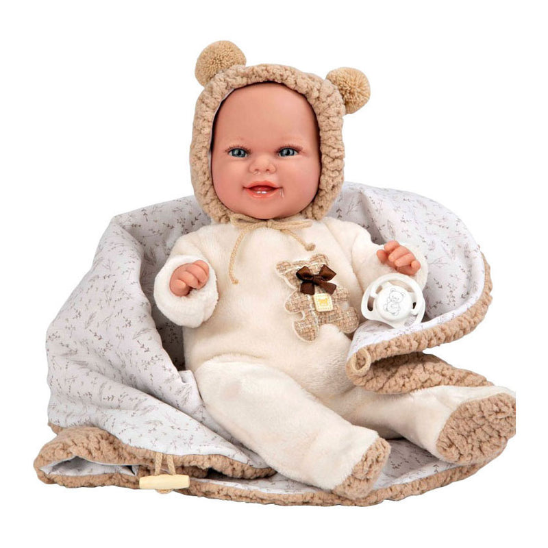 Load image into Gallery viewer, Elegance babyto babypop beige berenpakje met dekentje - 35 cm