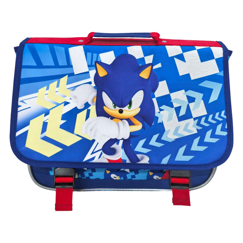 Load image into Gallery viewer, Sonic schooltas met 2 compartimenten en voorvak