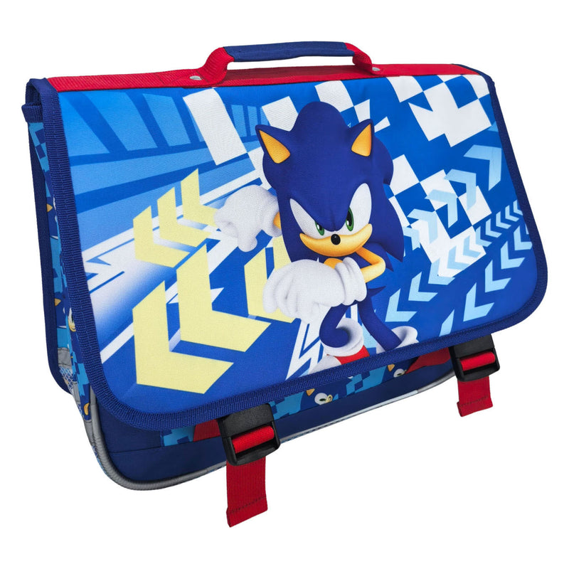 Load image into Gallery viewer, Sonic schooltas met 2 compartimenten en voorvak