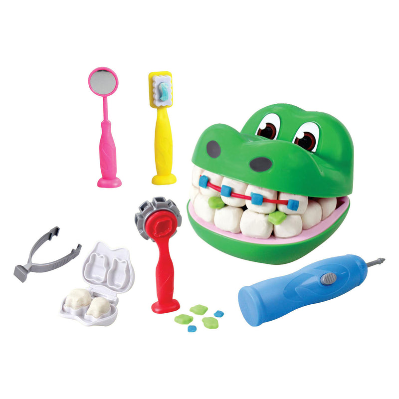 Load image into Gallery viewer, Kid's dough croco dentist klei speelset