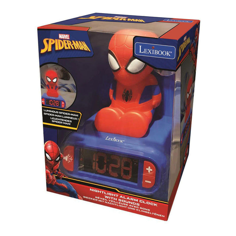 Load image into Gallery viewer, Lexibook wekker met nachtlampje 3d-ontwerp spiderman en geluidseffecten