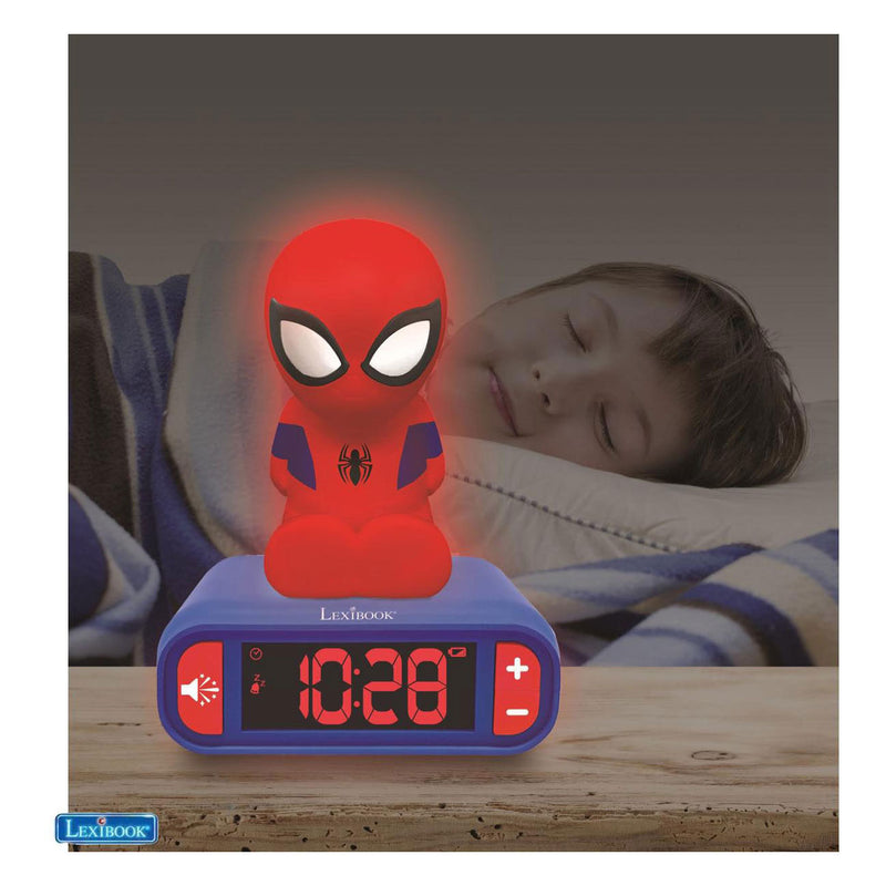 Load image into Gallery viewer, Lexibook wekker met nachtlampje 3d-ontwerp spiderman en geluidseffecten