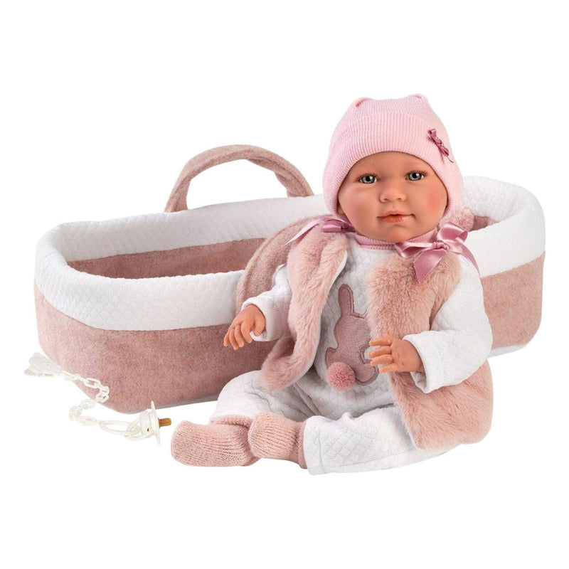 Load image into Gallery viewer, Mimi soft body babypop met reiswieg en speen - 42 cm