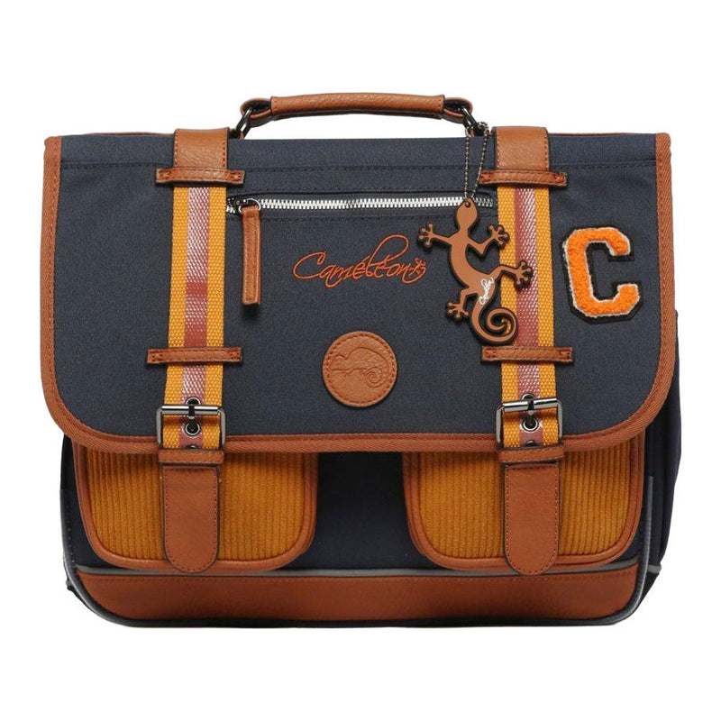 Load image into Gallery viewer, Caméléon schooltas mustard badges - 38cm
