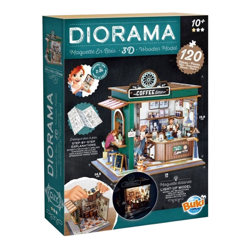 Load image into Gallery viewer, Houten bouwpakket diorama café - 120dlg.