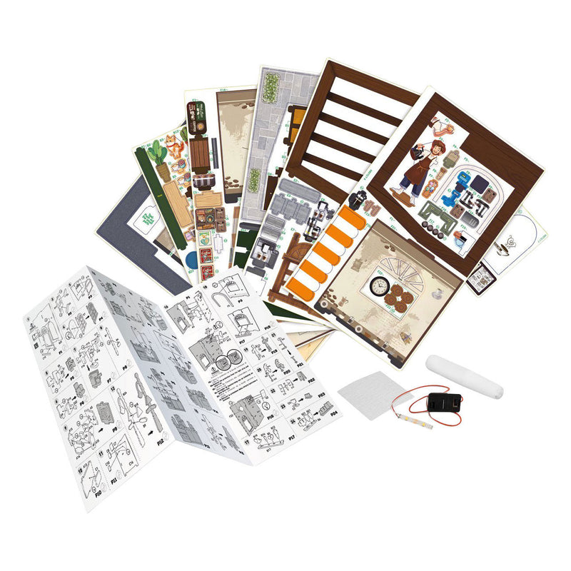 Load image into Gallery viewer, Houten bouwpakket diorama café - 120dlg.