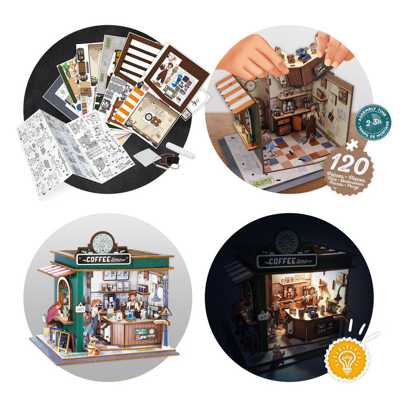 Load image into Gallery viewer, Houten bouwpakket diorama café - 120dlg.