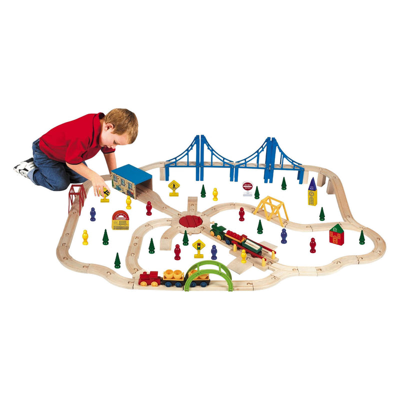 Load image into Gallery viewer, Super houten treinset in opbergbox - 100dlg.