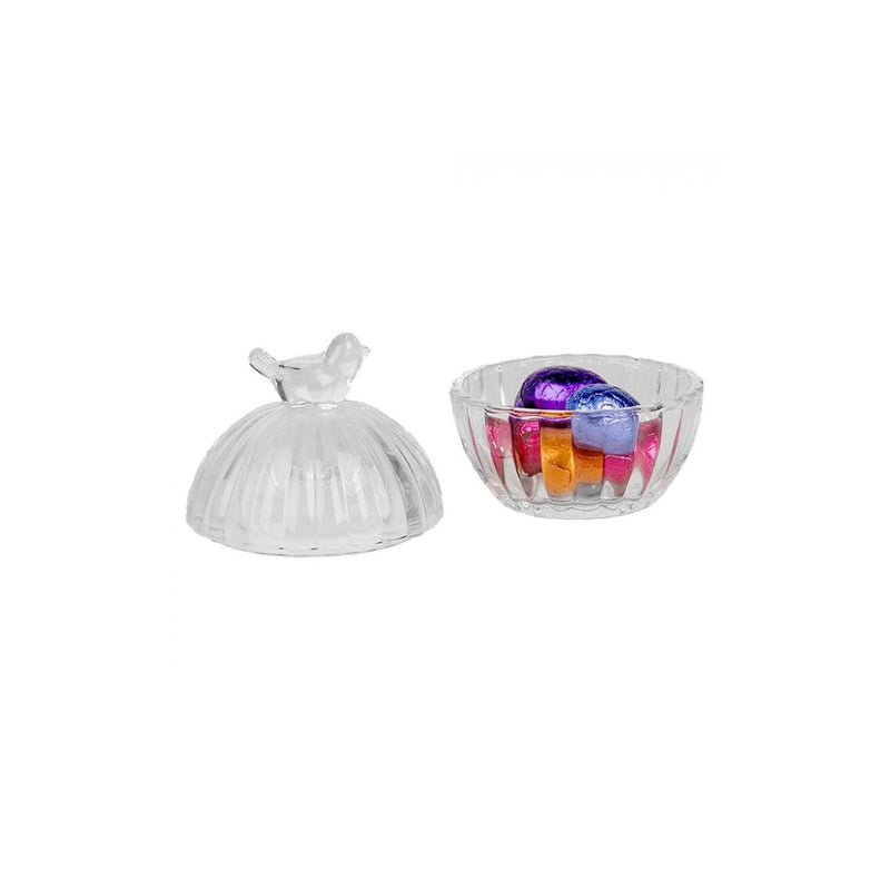 Afbeelding laden in galerijviewer, Clayre eef schaaltje vogel met deksel 㘠8x10 cm glas
