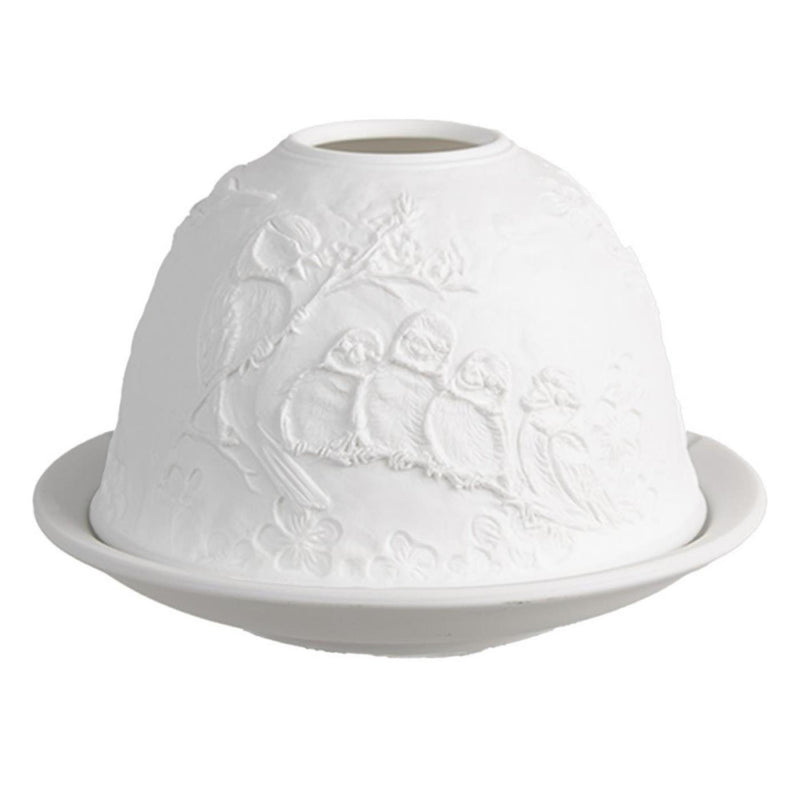 Afbeelding laden in galerijviewer, Clayre eef theelichthouder vogels porselein ã˜12x8cm