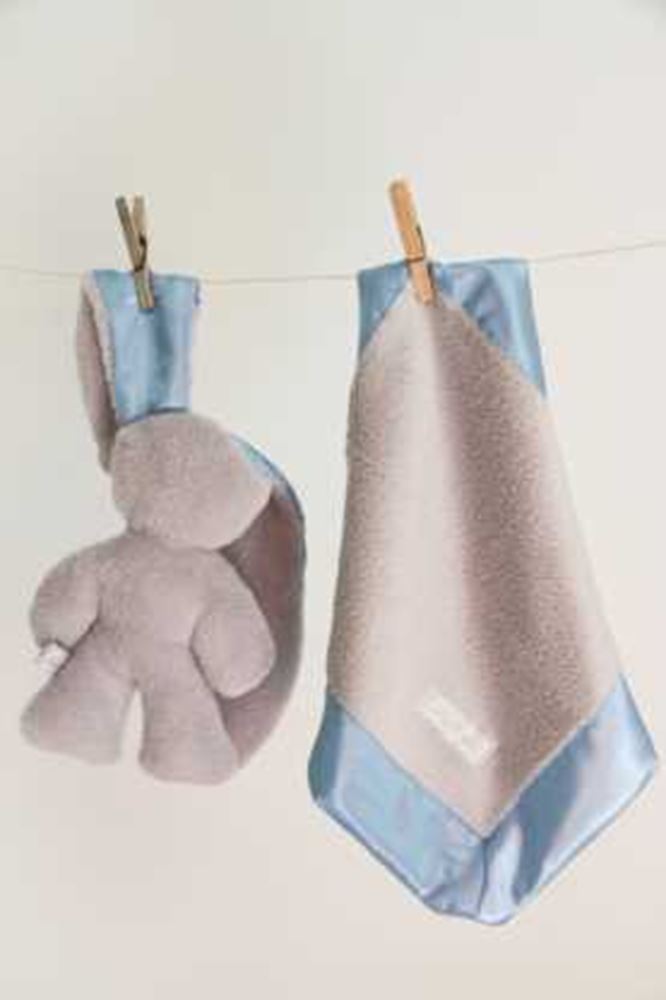 Load image into Gallery viewer, Snuggle bunny grijs met blauwe oren. 26