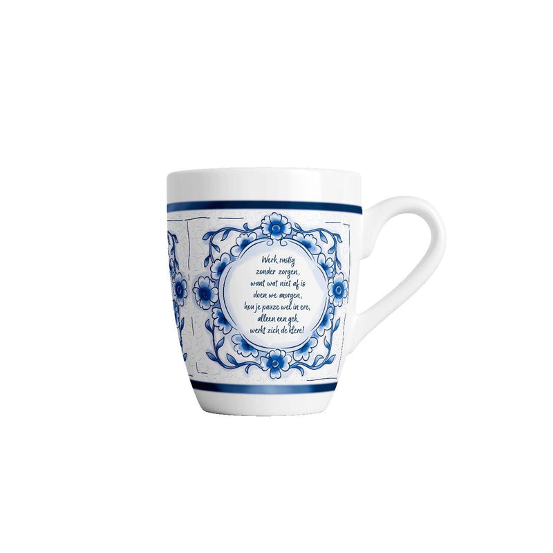 Afbeelding laden in galerijviewer, Paperdreams delfts blauwe mok - werk rustig - keramiek 440ml
