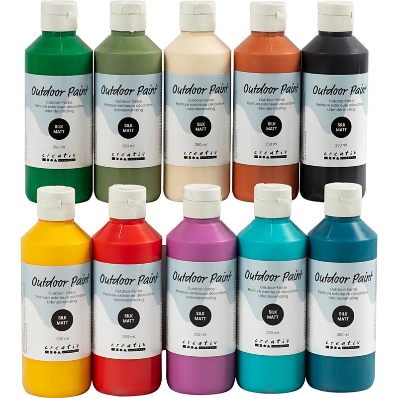 Afbeelding laden in galerijviewer, Https: www.cchobby.nl outdoor-verf-zijdematte-diverse-kleuren-10x250-ml-1-doos-70641100