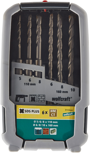 Load image into Gallery viewer, Wolfcraft betonboorset | hardmetaal-voorzien | sds-plus | ø5–10mm | 6-delig | 1 set - 7113000