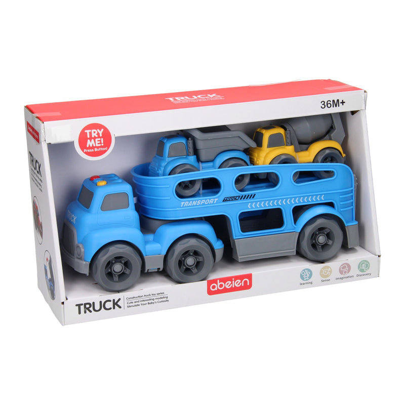 Load image into Gallery viewer, Lobbes speelgoed bv transporter werkvoertuigen met geluid - blauw