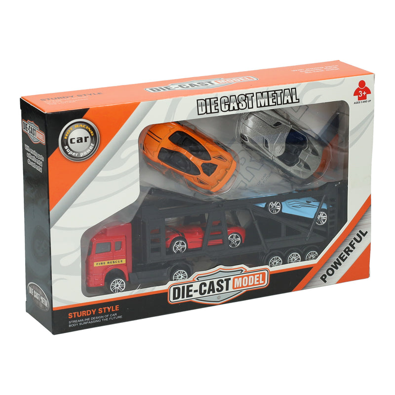 Load image into Gallery viewer, Lobbes speelgoed bv die-cast transporter met 4 auto's