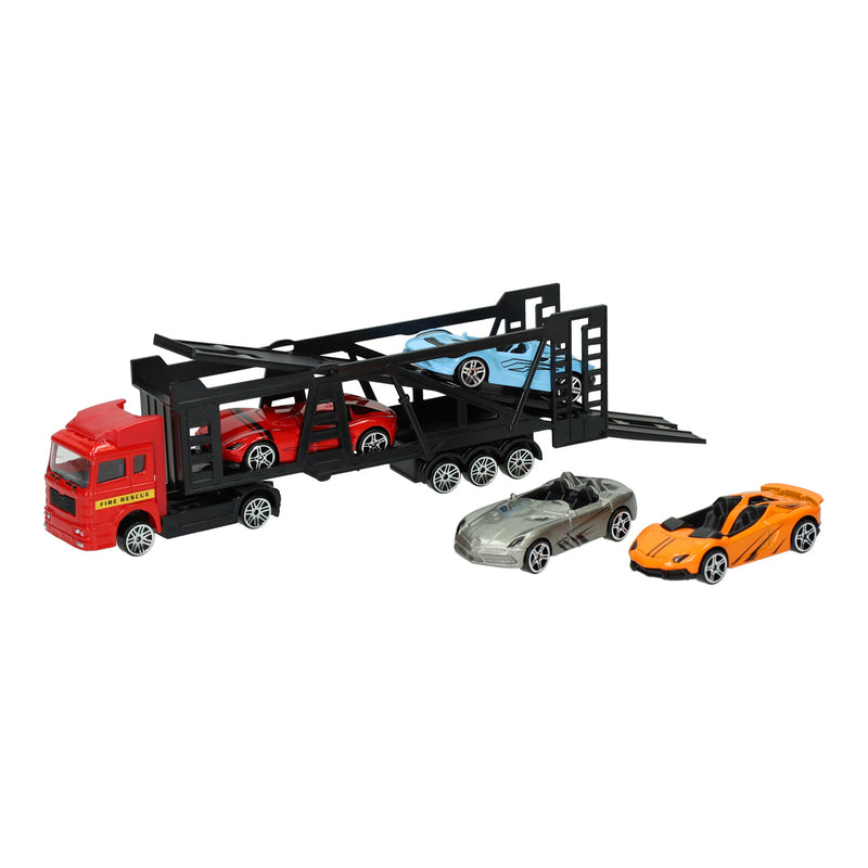 Load image into Gallery viewer, Lobbes speelgoed bv die-cast transporter met 4 auto's
