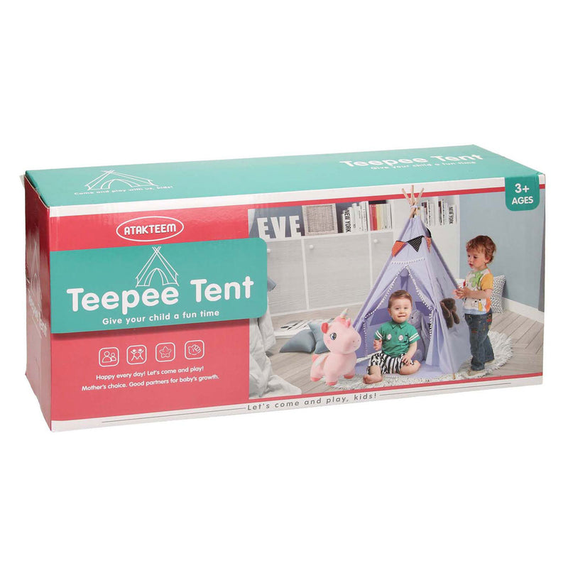 Load image into Gallery viewer, Luxe tipi tent blauw met lichtjes, 128cm