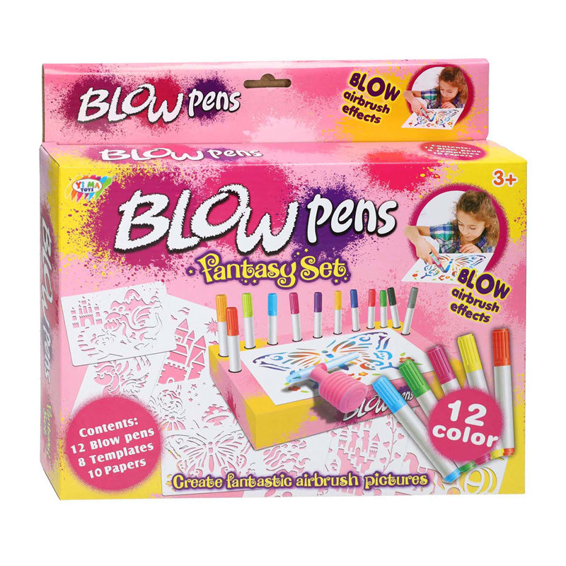 Load image into Gallery viewer, Lobbes speelgoed bv lobbes blaaspennen set met pompje en fantasie templates voor kinderen.