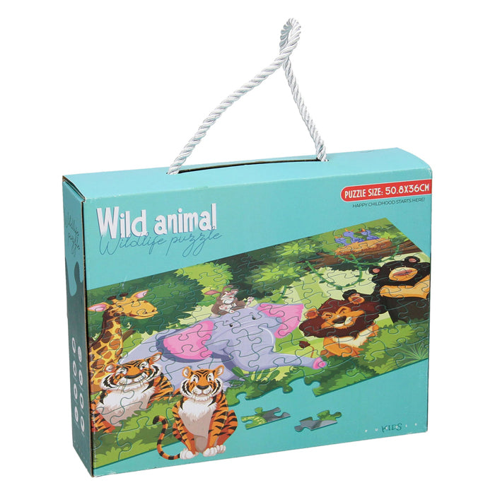 Afbeelding laden in galerijviewer, Vloerpuzzel wilde dieren groen, 100st.