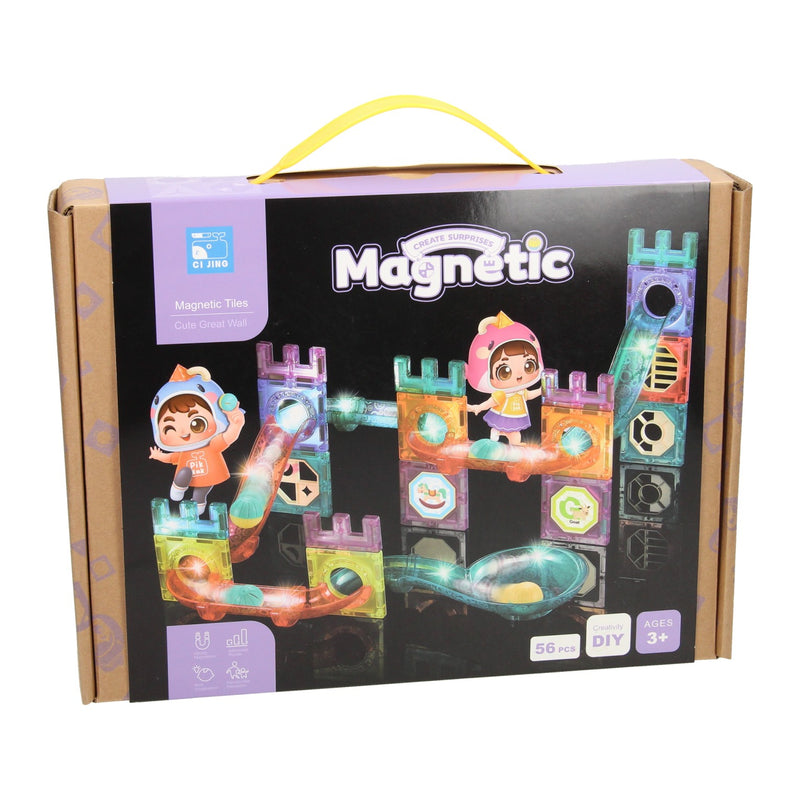 Load image into Gallery viewer, Magnetische knikkerbaan kasteel met licht, 56dlg.