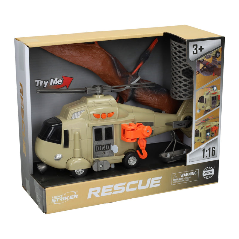 Afbeelding laden in galerijviewer, Helicopter met dinosaurus - incl. licht en geluid