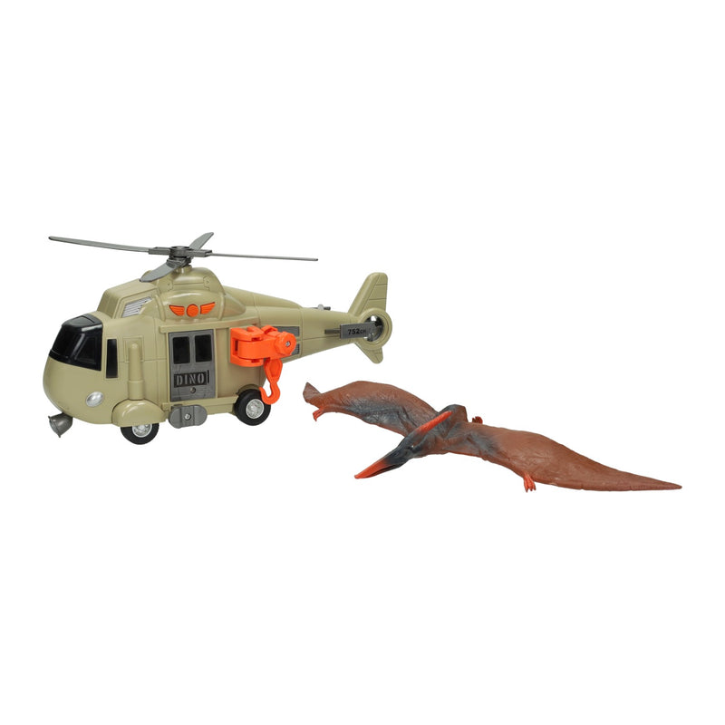 Afbeelding laden in galerijviewer, Helicopter met dinosaurus - incl. licht en geluid