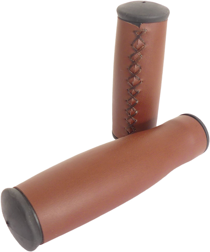 Load image into Gallery viewer, De Edge City Handvatten - Kunstleren fiets handvatten, 135 92mm, donkerbruin