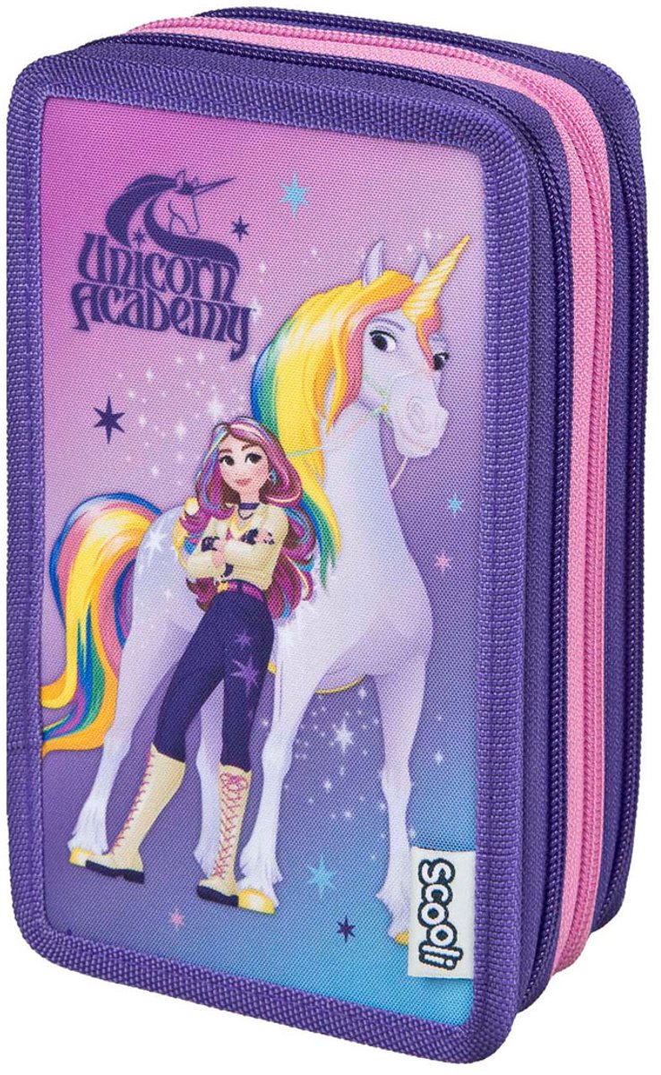 Load image into Gallery viewer, Undercover etui unicorn academy paars - 3 vakken gevuld schoolset.
