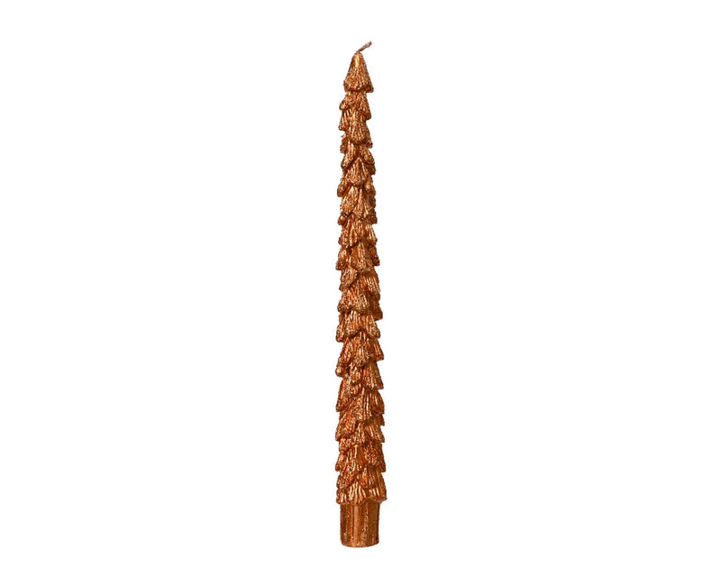 Afbeelding laden in galerijviewer, Decoris dinerkaars kerstboomvorm parafine koper dia2,2x25cm