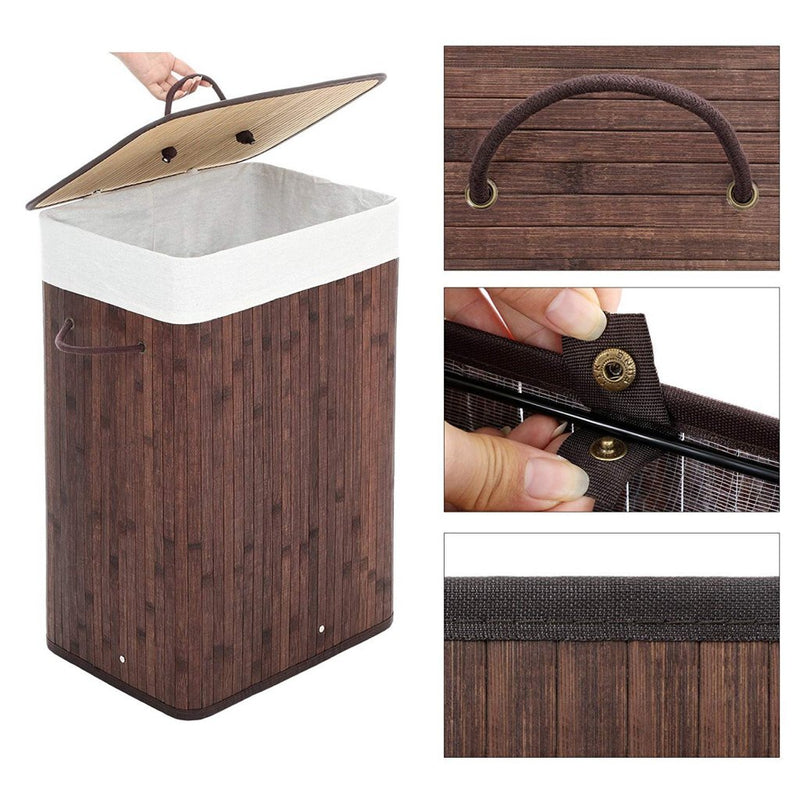 Load image into Gallery viewer, Homestyle pro rechthoekige bamboe wasmand 40x30x60 cm bruin wit