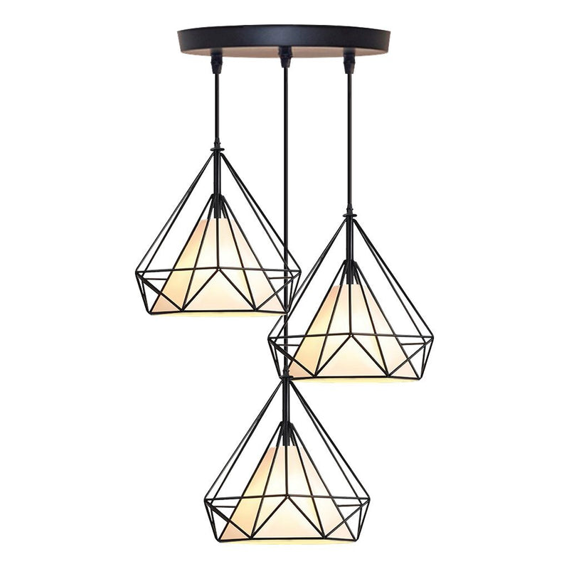 Afbeelding laden in galerijviewer, Homestyle Pro Homestyle MK024-B Industriële Diamantvorm Hanglampen Zwart Wit Metaal