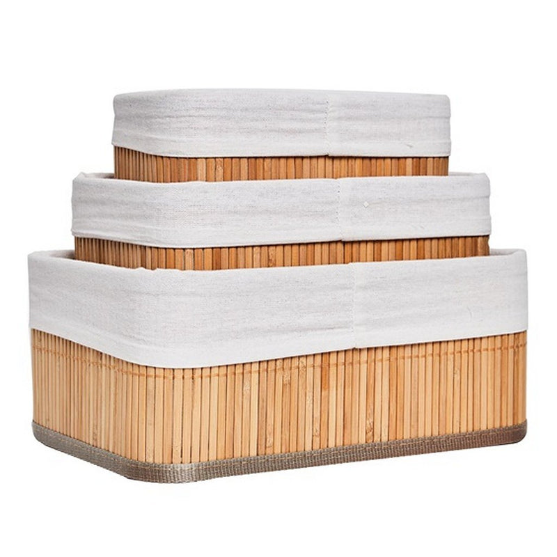 Afbeelding laden in galerijviewer, Homestyle Pro Homestyle Bamboe Opbergmanden 3 Stuks Naturel Wit
