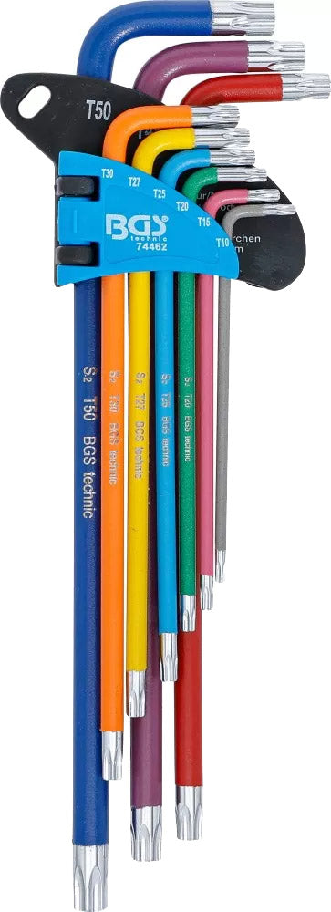 Load image into Gallery viewer, Bgs technic hex key set extra long for torx with hole 9-piece set
